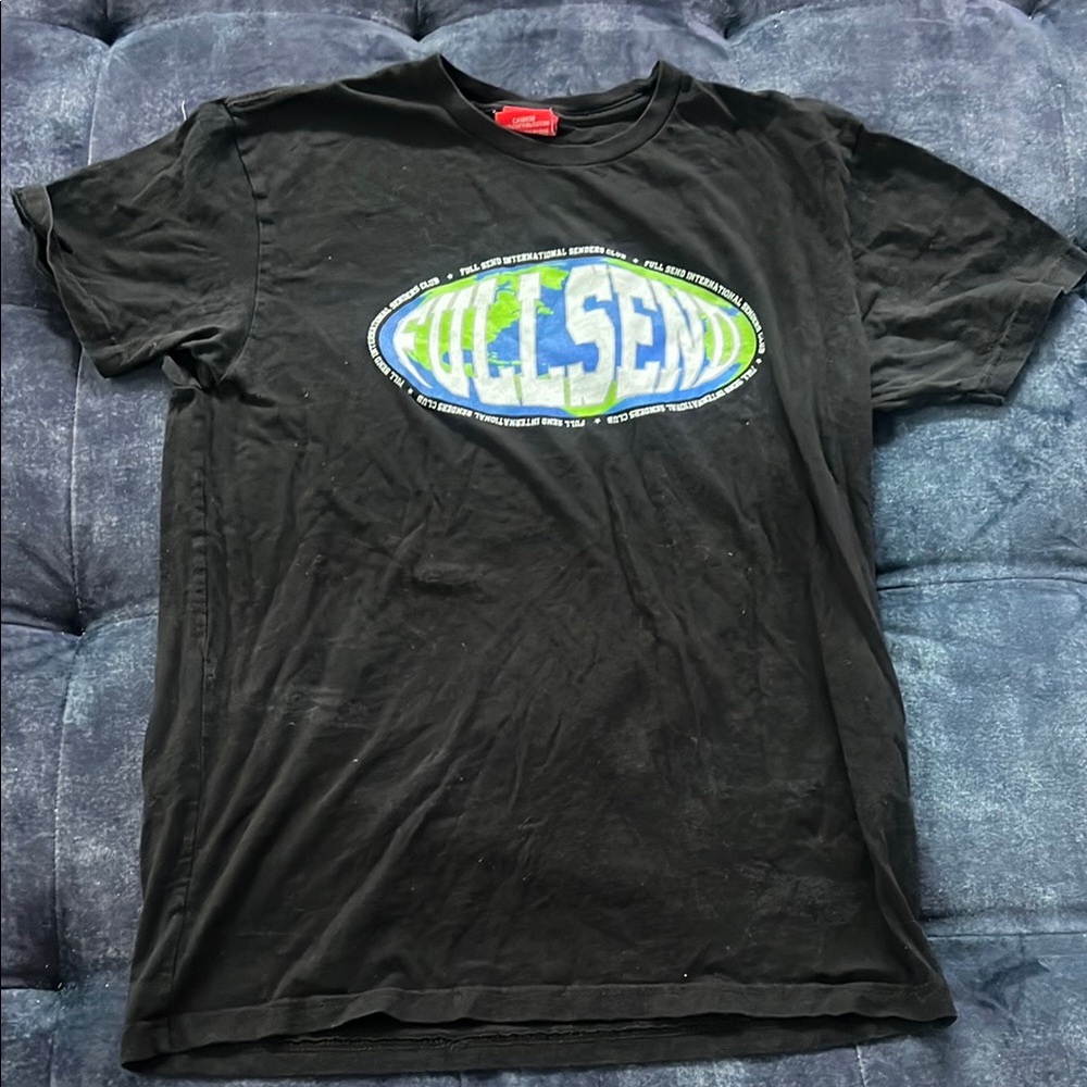 Full Send Black Tee with Blue and Green Logo